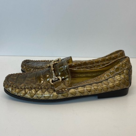 Beverly Feldman Gold Riding Bit Rhinestone Loafers (36.5) - Picture 4 of 12
